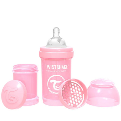 TWISTSHAKE Бутылочка антиколиковая PASTEL PINK 180 мл.