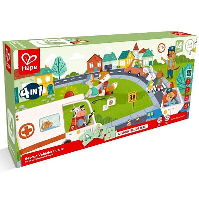 HAPE Пазл "Спасательные машины", 76 элементов