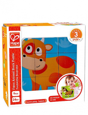 HAPE Кубики "Ферма", 6 картинок