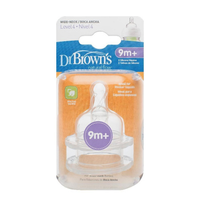 DR.BROWN Соска силиконовая с широким горлом 2 шт. 9м+